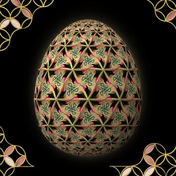 Happy Easter, Artfully designed and colorful 3D easter egg Stock Illustration