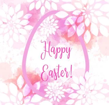 Happy Easter background. with abstract florals. Greeting card. Pink colored. Stock Illustration