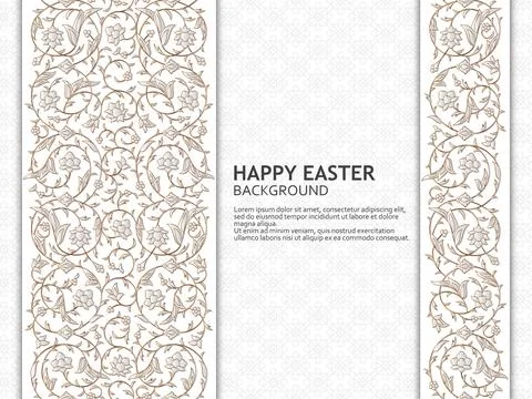 Happy Easter background with arabesque floral pattern. Good design template for 스톡 일러스트