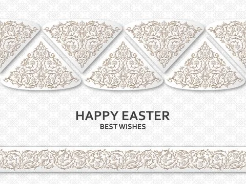 Happy Easter background with arabesque floral pattern. Good design template for Illustrazione stock