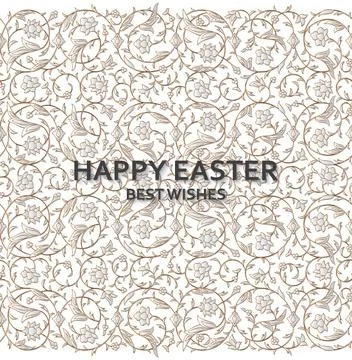 Happy Easter background with arabesque floral pattern. Good design template for Stock Illustration