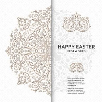 Happy Easter background with arabesque floral pattern. Good design template for Stock Illustration