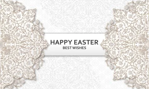 Happy Easter background with arabesque floral pattern. Good design template for イラスト素材
