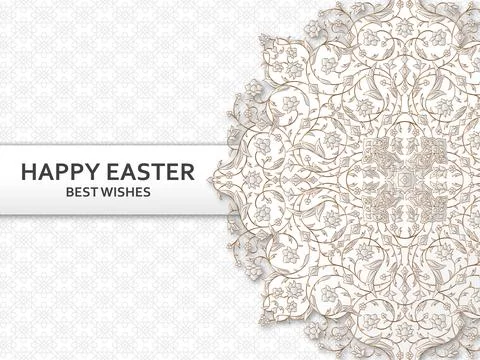 Happy Easter background with arabesque floral pattern. Good design template for Stock Illustration