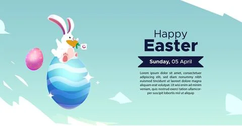 Happy easter background with bunny illustration Stock Illustration