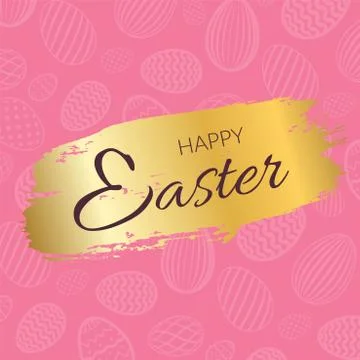 Happy Easter background, calligraphic text, eggs texture pastel. Greeting Eas Stockillustratie