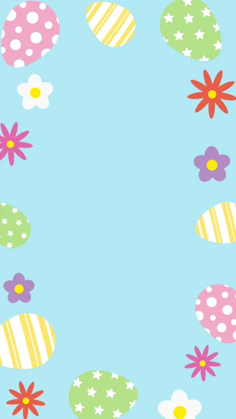 Happy Easter background with colorful Easter eggs and flowers. Stock Footage 330925810