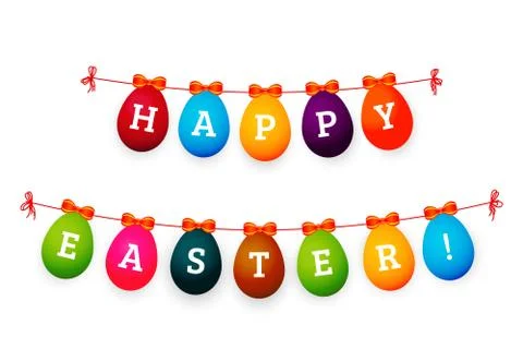 Happy easter background with colorful eggs vector Stock Illustration
