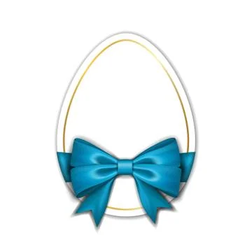 Happy Easter background, decorated egg. Gold white decoration paper frame. Gr Stock Illustration