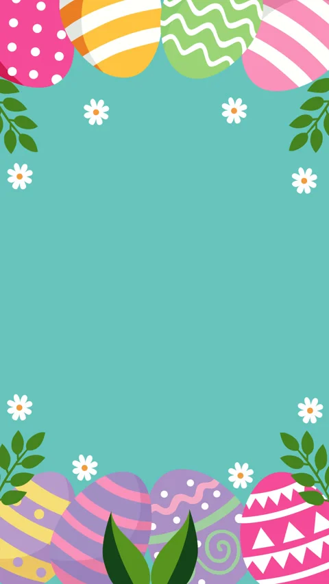 Happy Easter Background with Decorative Eggs and Flowers Video stock 331639100