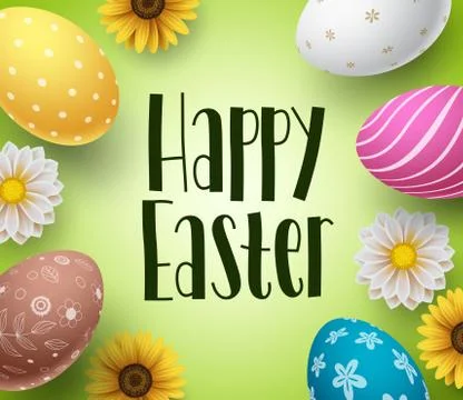 Happy easter background design template with colorful eggs Stock Illustration