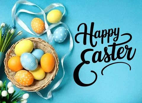 Happy Easter Background with easter eggs Stock Photos