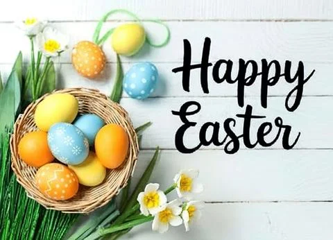 Happy Easter Background with easter eggs Foto stock