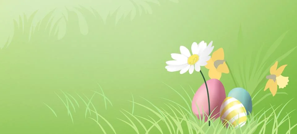 Happy Easter background with eggs in grass Illustrazione stock