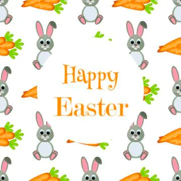 Happy Easter Background. Flat Icons. Spring Holiday Concept Stock Illustration