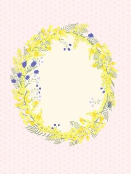 Happy Easter background with floral wreath. Stock Illustration