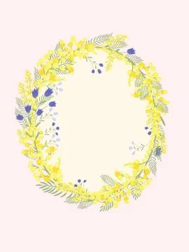 Happy Easter background with floral wreath. Stock Illustration