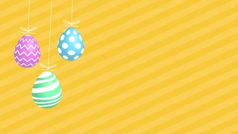 Happy Easter background with hanging easter eggs. Holiday card with copy space. Stock Footage 311238358