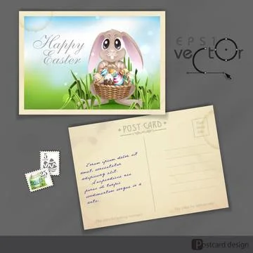 Happy Easter Background. Happy Easter Background. Old Postcard Design, Tem... Foto stock