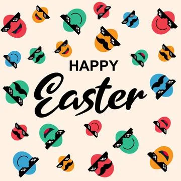Happy Easter background, happy egg with Pixel Sunglasses, holiday decoration Stock Illustration