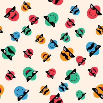 Happy Easter background, happy egg with Pixel Sunglasses, holiday decoration Stock Illustration