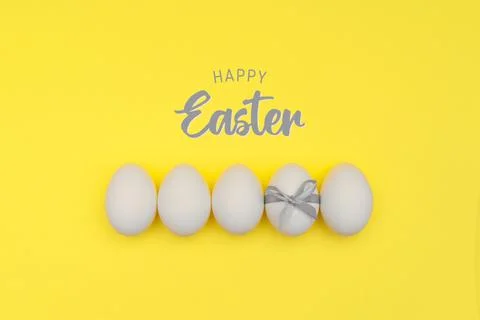 Happy easter background in illuminating yellow and ultimate grey colors of year Stock Photos