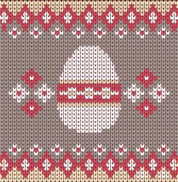 Happy easter background on knitting color background Stock Illustration