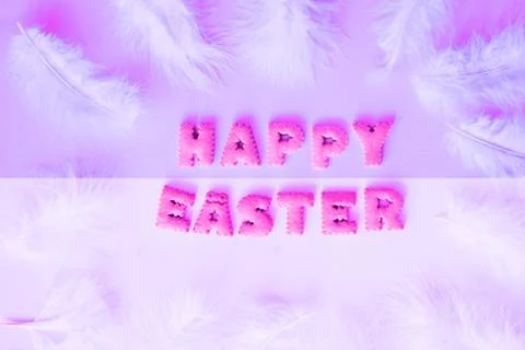 Happy Easter background, lettering from biscuits Stock Photos