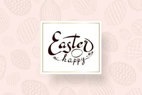 Happy Easter background, lettering, eggs texture pastel. Greeting Easter 3D c Stock Illustration