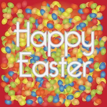 Happy easter background with lots of eggs and text Stock Illustration