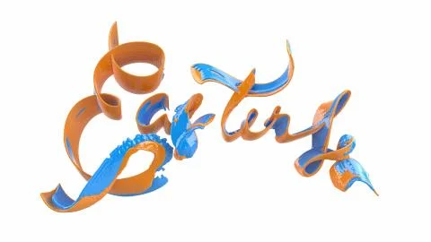 Happy Easter background with made juicy liquid orange and blue splash Stock Illustration