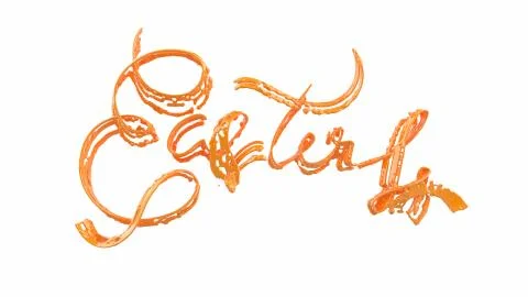 Happy Easter background with made juicy liquid orange splash. Invitation Stock Illustration