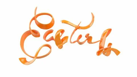 Happy Easter background with made juicy liquid orange splash. Invitation Illustrazione stock
