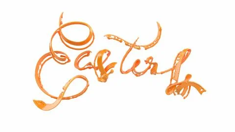 Happy Easter background with made juicy liquid orange splash. Invitation Stock Illustration