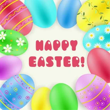Happy Easter background with painted eggs 스톡 일러스트
