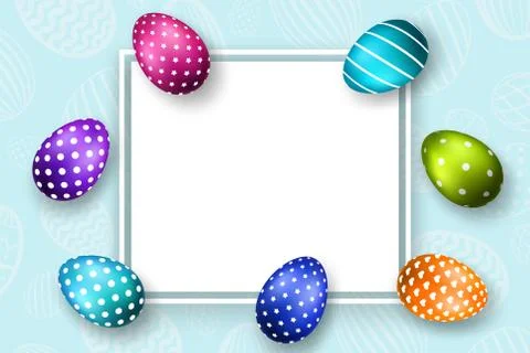 Happy Easter background, pastel eggs texture. Decoration paper frame. Greetin イラスト素材