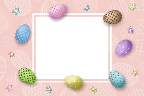 Happy Easter background, pastel eggs texture. Decoration paper frame. Greetin 库存插图