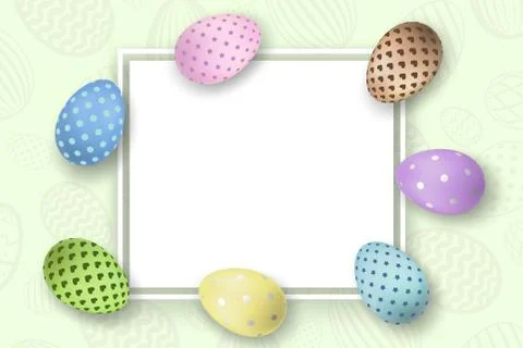 Happy Easter background, pastel eggs texture. Decoration paper frame. Greetin Illustrazione stock