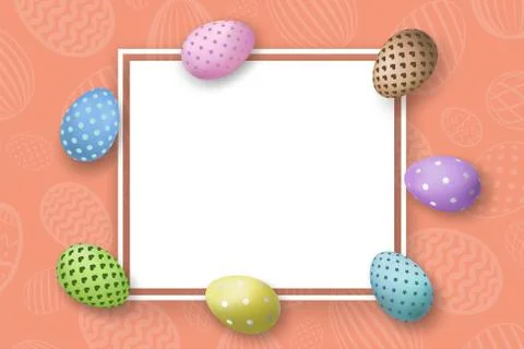 Happy Easter background, pastel eggs texture. Decoration paper frame. Greetin Stock Illustration
