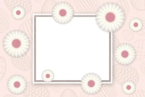 Happy Easter background, pastel textured eggs, chamomile. Decoration paper fr Stock Illustration