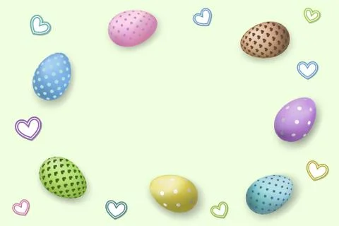 Happy Easter background, pastel textured eggs. Decoration frame. Greeting Eas Illustrazione stock