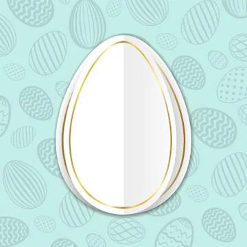 Happy Easter background, pastel textured eggs. Gold decoration paper frame. G Illustrazione stock