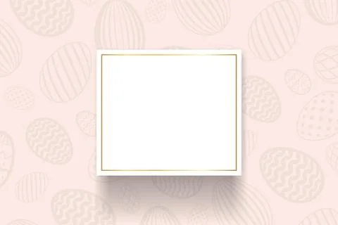 Happy Easter background, pastel textured eggs. Gold decoration paper frame. G Illustrazione stock