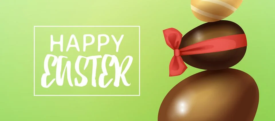 Happy Easter background with piled up chocolate eggs vector Stock Illustration