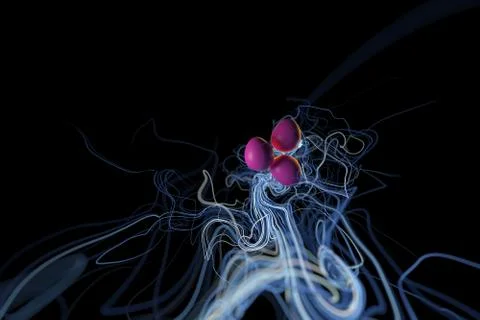 Happy Easter background with pink eggs surrounded by graceful ribbons in space Stock Illustration