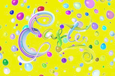 Happy Easter background with plastic lettering word decorated by colorfull eggs Stock Illustration