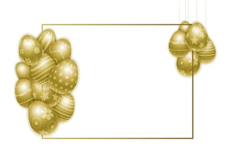 Happy Easter background with realistic decorated golden egg イラスト素材