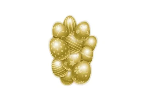 Happy Easter background with realistic decorated golden egg 스톡 일러스트