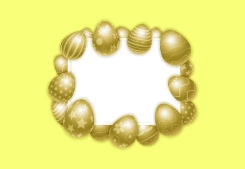 Happy Easter background with realistic decorated golden egg 스톡 일러스트