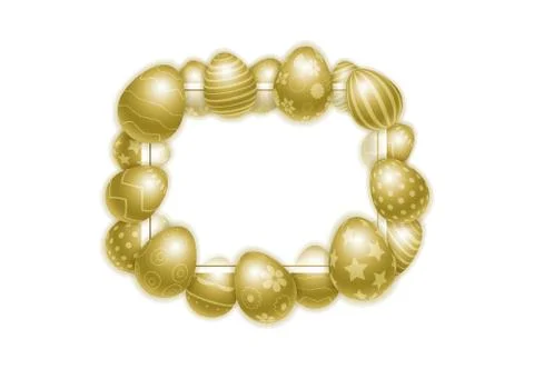 Happy Easter background with realistic decorated golden egg 스톡 일러스트